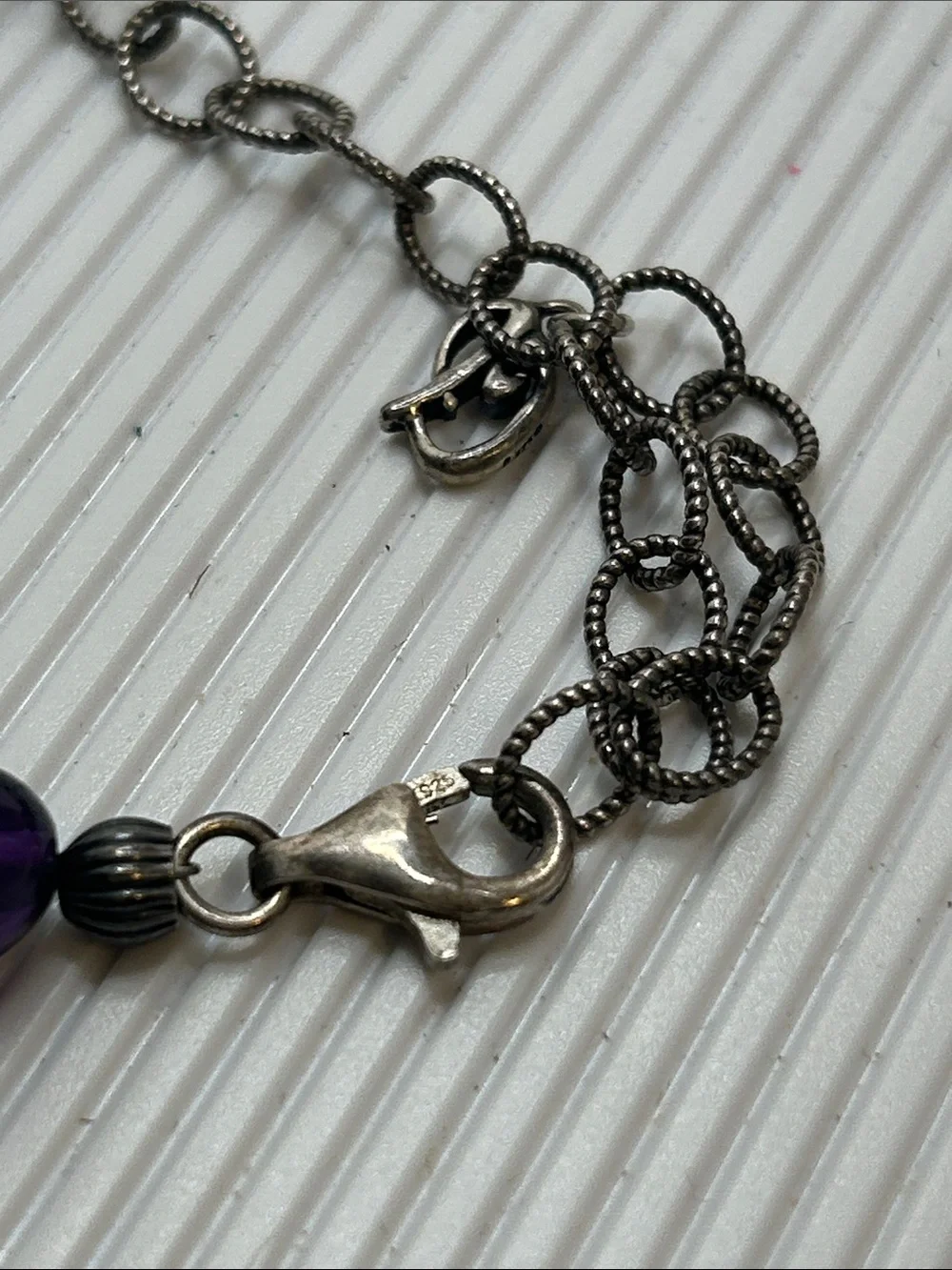 Carolyn Pollack Turquoise and Amethyst Beaded Necklace with Sterling Accents - Picture 11 of 12